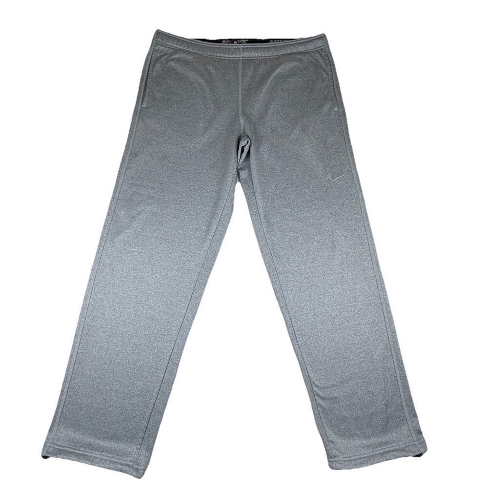 Nike Therma-Fit Gray Polyester Sweatpants Open Hem Pants‎ Men's Size Large